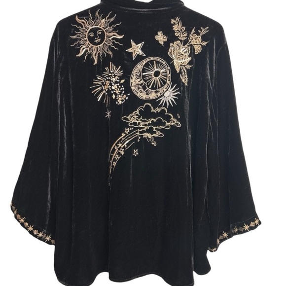 Johnny Was heavily embroidered celestial Miaora Velvet Kimono Shirt/Jacket NWT - Picture 10 of 16